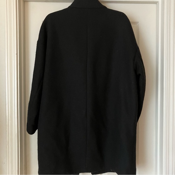 ZARA Black Basic Outerwear Wool Coat Medium - Picture 3 of 7